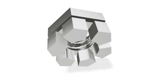 DIN 935: Прорезная или корончатая шестигранная гайка